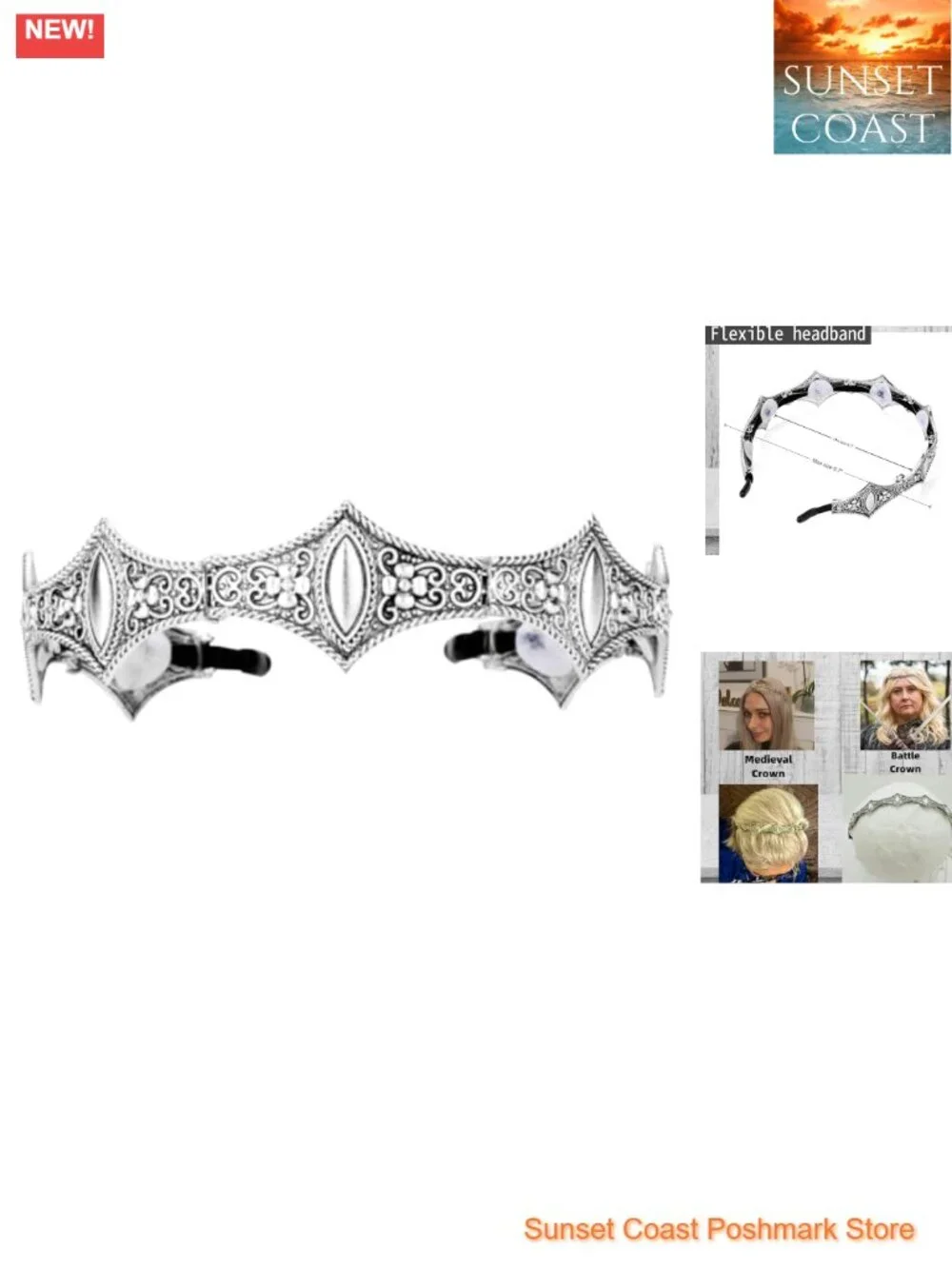 Medieval Metal Crown Headband Non-Slip Halloween Cosplay Wedding